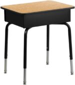 Flash Furniture Billie Open Front Student Desk for Classrooms or Remote Learning, Height Adjustable School Desk with Metal Book Box, Natural/Black - Image 5