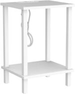 TUTOTAK End Table with Charging Station, Set of 2, Small Side Table with Outlets, Nightstand Bedside Table, 2-Tier Storage Shelf for Small Space, Living Room, Bedroom White TB01BW041 - Image 6