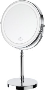 Lighted Makeup Mirror, 3000 mAh Rechargeable Double Sided Magnifying Vanity Mirror with 3 Colors, 1x/10x, 360° Rotation , Brightness Adjustable Magnification Cosmetic Light up Mirror, Women Gift - Image 2