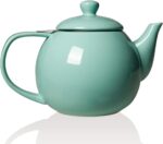 Sweejar Porcelain Teapot with Removable Stainless Steel Infuser,Microwave & Dishwasher Safe Tea Pots for Loose Tea,Tea Infuser Pots for Chrismas Women Gift (30oz Turquoise) - Image 2