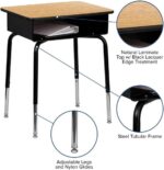 Flash Furniture Billie Open Front Student Desk for Classrooms or Remote Learning, Height Adjustable School Desk with Metal Book Box, Natural/Black - Image 6