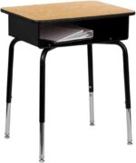 Flash Furniture Billie Open Front Student Desk for Classrooms or Remote Learning, Height Adjustable School Desk with Metal Book Box, Natural/Black - Image 2