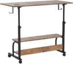 Armocity Height Adjustable Standing Desk with Power Outlets, 39" Manual Stand Up Desk with Storage Shelves Small Mobile Rolling Computer Desk Portable Laptop Table with Wheels for Home Office, Rustic - Image 7