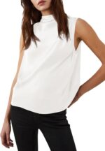 Cicy Bell Womens Mock Neck Satin Tank Tops Business Casual Work Ruched Blouses Summer Corporate Outfits - Image 3