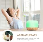 Homeweeks 300ml Essential Oil Diffuser, Quiet Aromatherapy Mist Diffusers for Essential Oils, Wood Grain, Ultrasonic, Remote Control, Timer, 7 Colors Light for Bedroom (300ml) - Image 5