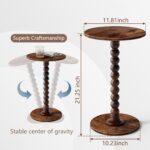Drink Table, Drink Tables for Small Spaces, Modern Accent Nightstand with Solid Wood Leg for Living Room, Bedroom, Bathroom, Brown - Image 4