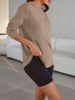 Trendy Queen Womens Oversized Long Sleeve T Shirts 2025 Basic Crewneck Tee Fall Tops Casual Workout Y2K Clothes - Image 4