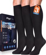 Compression Socks for Women and Men (3-Pairs) Best Support for Running, Flying, Pregnancy - Knee High Graduated Compression Stockings 15-20mmHg - Image 2
