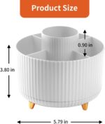 Desk Pencil Pen Holder, 5 Slots 360°Degree Rotating Pen Organizers for Desk, Desktop Storage Stationery Supplies Organizer, Cute Pencil Cup Pot for Office, School, Home, Art Supply, White - Image 8