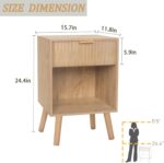 Night Stand with Drawer, Mid Century Nightstand with Storage, Modern Fluted Bedside Table Bedroom Living Room for Small Space, Office (Rustic Walnut) - Image 5