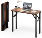 Frylr Small Folding Computer Desk – Portable 35.8 Inch Foldable Laptop Table, Collapsible and Compact for Easy Storage and Fast Setup, Lightweight for Small Spaces, Craft and Study Use, Dark Walnut - Image 2