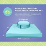 Bean Products Meditation Cushion Mat Set - Zafu Floor Pillow Organic Buckwheat Pillow + Cotton Filled Zabuton Prayer Pad - Meditation Pillow Yoga Knee Pad - Made in USA - 14" Round or 18" Oval - Image 3