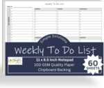 Weekly To Do List Notepad, 60 Page Task Planning Pad w/Daily Checklist, Priority Todo Checkbox & Notes. Desk Notebook to Organize Office 11 X 8.5 - Image 3