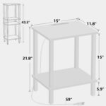 TUTOTAK End Table with Charging Station, Set of 2, Small Side Table with Outlets, Nightstand Bedside Table, 2-Tier Storage Shelf for Small Space, Living Room, Bedroom White TB01BW041 - Image 4