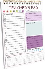 Teacher To Do List Notepad, 8.3x5.8 Inch Teacher Notepad, Spiral Checklist Notebook for Class Schedules, Daily Planner, School Tasks and Goal Setting (Purple) - Image 2