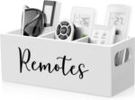 DRASTAR Remote Control Holder, TV Remote Holder, Remote Organizer Caddy for Table, Wooden Remote Box for Nightstand, Bedside Caddy, White, 3 Slots - Image 2