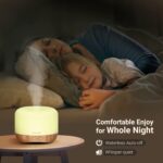 Homeweeks 300ml Essential Oil Diffuser, Quiet Aromatherapy Mist Diffusers for Essential Oils, Wood Grain, Ultrasonic, Remote Control, Timer, 7 Colors Light for Bedroom (300ml) - Image 9