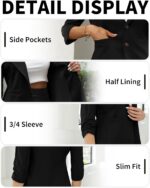 ELLEVEN Womens Casual 3/4 Sleeve Knit Blazers - High Stretch Business Work Suit Slim Fit Jacket with Pockets - Image 7