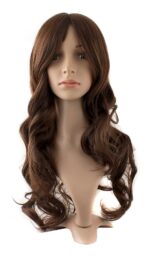 MapofBeauty 24 Inch/60cm Charming Synthetic Fiber Long Wavy Hair Women Party Full Wig (Brown) - Image 2
