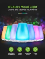 InnoGear Essential Oil Diffuser, Premium 5-in-1 Diffusers for Home Scent Aromatherapy Diffuser Air Desk Humidifier for Bedroom Large Room Office 7 Color LED 2 Mist Mode Waterless Auto Off, Basic White - Image 6
