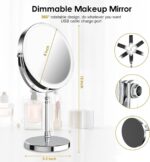 Lighted Makeup Mirror, 3000 mAh Rechargeable Double Sided Magnifying Vanity Mirror with 3 Colors, 1x/10x, 360° Rotation , Brightness Adjustable Magnification Cosmetic Light up Mirror, Women Gift - Image 6