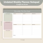 Weekly To Do List Notepad, Undated Planner with 52 Sheets (8.5''x11''), Desk Weekly Planner for Women & Man, Home School & Work-Green - Image 4