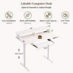 RedLemon 48Inch Gaming Desk, Electric Standing Desk with Height Adjustable, Power Outlets, LED Lights, Keyboard Tray, and Monitor Shelf, Stand Up Computer, White - Image 3