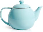 Sweese Teapot, Porcelain Tea Pot with Stainless Steel Infuser, Blooming & Loose Leaf Teapot - 27ounce, Turquoise - Image 2
