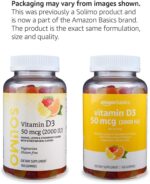 Amazon Basics Vitamin D3 2000 IU Gummies, Orange, Lemon & Strawberry, 160 Count (2 per Serving) (Previously Solimo) - Image 4