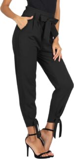 GRACE KARIN Womens Casual High Waist Pencil Pants with Pockets Bow-Knot Cropped Paper Bag Pants for Work - Image 2