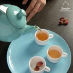 Sweejar Porcelain Teapot with Removable Stainless Steel Infuser,Microwave & Dishwasher Safe Tea Pots for Loose Tea,Tea Infuser Pots for Chrismas Women Gift (30oz Turquoise) - Image 5