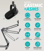 Movo Portable Podcast Equipment Bundle for iPhone/Android Phones- Podcast Kit with Audio Interface, 2 CastMic Dynamic Mics, 2 Headphones, 2 Boom Arms - for Smartphones, Computers, PC and Mac - Image 6