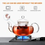 CNGLASS Glass Teapot Stovetop Safe,Clear Teapot with Removable Infuser 20.3 oz,Loose Leaf and Blooming Tea Maker - Image 3