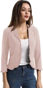GRACE KARIN Women Business Casual Cropped Blazer Jacket Open Front Cotton Cardigan - Image 5