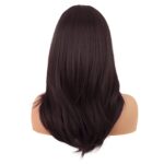 MapofBeauty 20 Inch/50 cm Long Layered With Bangs Straight Synthetic fiber Shoulder Length Hair for Daily Use or Party Wig (Dark Brown) - Image 5