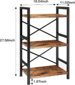 Homeiju Bookshelf, 3 Tier Industrial Bookcase, Metal Small Bookcase, Rustic Etagere Book Shelf Storage Organizer for Living Room, Bedroom, and Home Office(Rustic Brown) Patent Pending D29873033 - Image 4