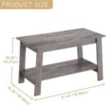 IDEALHOUSE 31.49" Industrial Coffee Table, Farmhouse Nightstand Set of 2-Tier Storage Side Tables with Rustic Wood Finish for Bedroom/Living Room, Narrow Space-Saving Design, Grey - Image 3