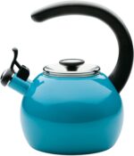 Circulon Enamel on Steel Whistling Teakettle/Teapot With Flip-Up Spout, 2 Quart - Turquoise Blue - Image 2