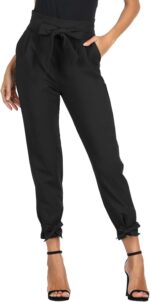 GRACE KARIN Womens Casual High Waist Pencil Pants with Pockets Bow-Knot Cropped Paper Bag Pants for Work - Image 3