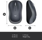Logitech M185 Wireless Mouse, 2.4GHz with USB Mini Receiver, 12-Month Battery Life, 1000 DPI Optical Tracking, Ambidextrous PC/Mac/Laptop - Swift Grey - Image 10