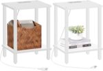 TUTOTAK End Table with Charging Station, Set of 2, Small Side Table with Outlets, Nightstand Bedside Table, 2-Tier Storage Shelf for Small Space, Living Room, Bedroom White TB01BW041 - Image 2