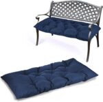 59 inch Waterproof Indoor/Outdoor Garden Bench Seat Cushions,Thicken Patio Bench Soft Rocking Chairs Pad Lounger Seat for Porch Wicker Loveseat Settee (59x19.6x3.9 inch,Navy - Image 2