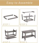 IDEALHOUSE 31.49" Industrial Coffee Table, Farmhouse Nightstand Set of 2-Tier Storage Side Tables with Rustic Wood Finish for Bedroom/Living Room, Narrow Space-Saving Design, Grey - Image 8