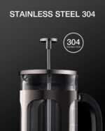 BAYKA French Press Coffee Maker 34 Ounce 1 Liter, Borosilicate Glass Stainless Steel Brewer, Large Portable Cold Brew Cafetera Teapot for Kitchen Travel Camping Coffee Bar Accessories, Dark Pewter - Image 8
