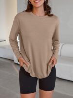 Trendy Queen Womens Oversized Long Sleeve T Shirts 2025 Basic Crewneck Tee Fall Tops Casual Workout Y2K Clothes - Image 3