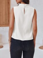 Cicy Bell Womens Mock Neck Satin Tank Tops Business Casual Work Ruched Blouses Summer Corporate Outfits - Image 5