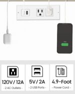 TUTOTAK End Table with Charging Station, Set of 2, Small Side Table with Outlets, Nightstand Bedside Table, 2-Tier Storage Shelf for Small Space, Living Room, Bedroom White TB01BW041 - Image 8