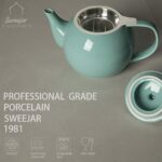 Sweejar Porcelain Teapot with Removable Stainless Steel Infuser,Microwave & Dishwasher Safe Tea Pots for Loose Tea,Tea Infuser Pots for Chrismas Women Gift (30oz Turquoise) - Image 3