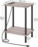 HOOBRO Side Table with Charging Station, Set of 2 End Tables with USB Port and Outlets, Nightstand with 2-Layer Storage Shelves for Small Spaces, Living Room, Bedroom, Greige and Black BG09UBZP201 - Image 4