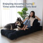 MAXYOYO Folding Sofa Bed, Convertible Sleeper Chair with Pillow Foldable Mattress with Back Support, Portable Fold Out Chair Bed Comfy Floor Sofa Lounge for Living Room Bedroom, Black, Single - Image 4